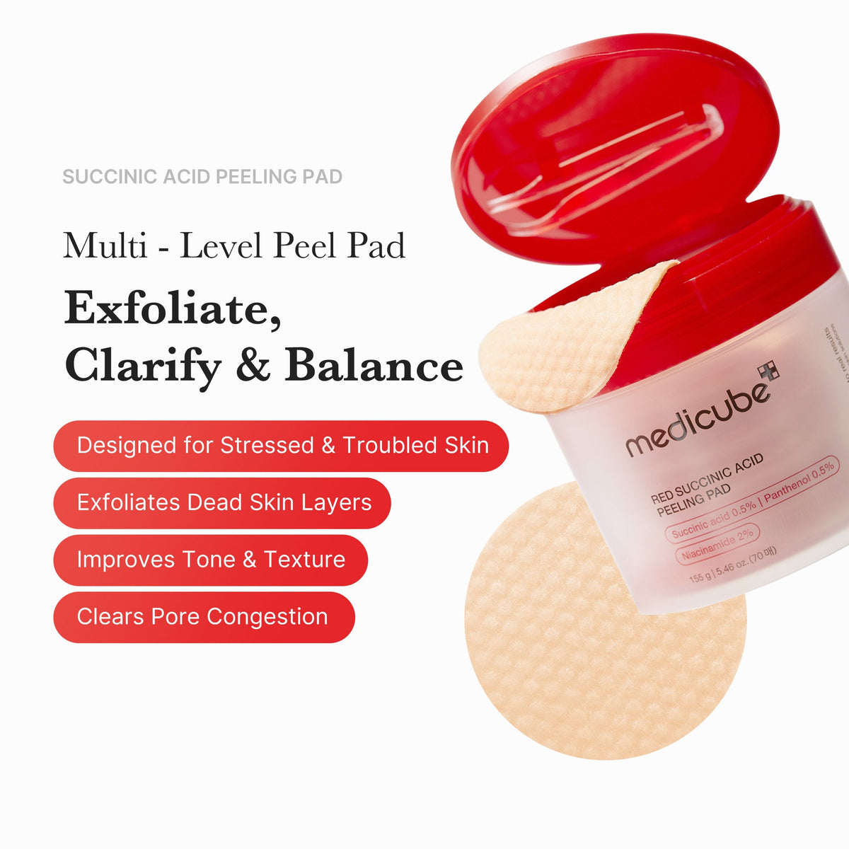 Red Succinic Acid Panthenol Pads